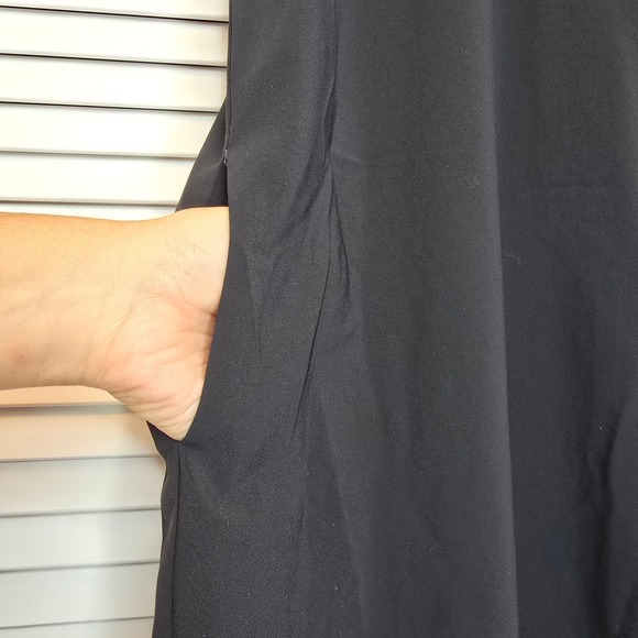 COTELAC Black V Neck Midi Sheath Dress Women's Sz Small Minimalist Career Pocket - Picture 4 of 14